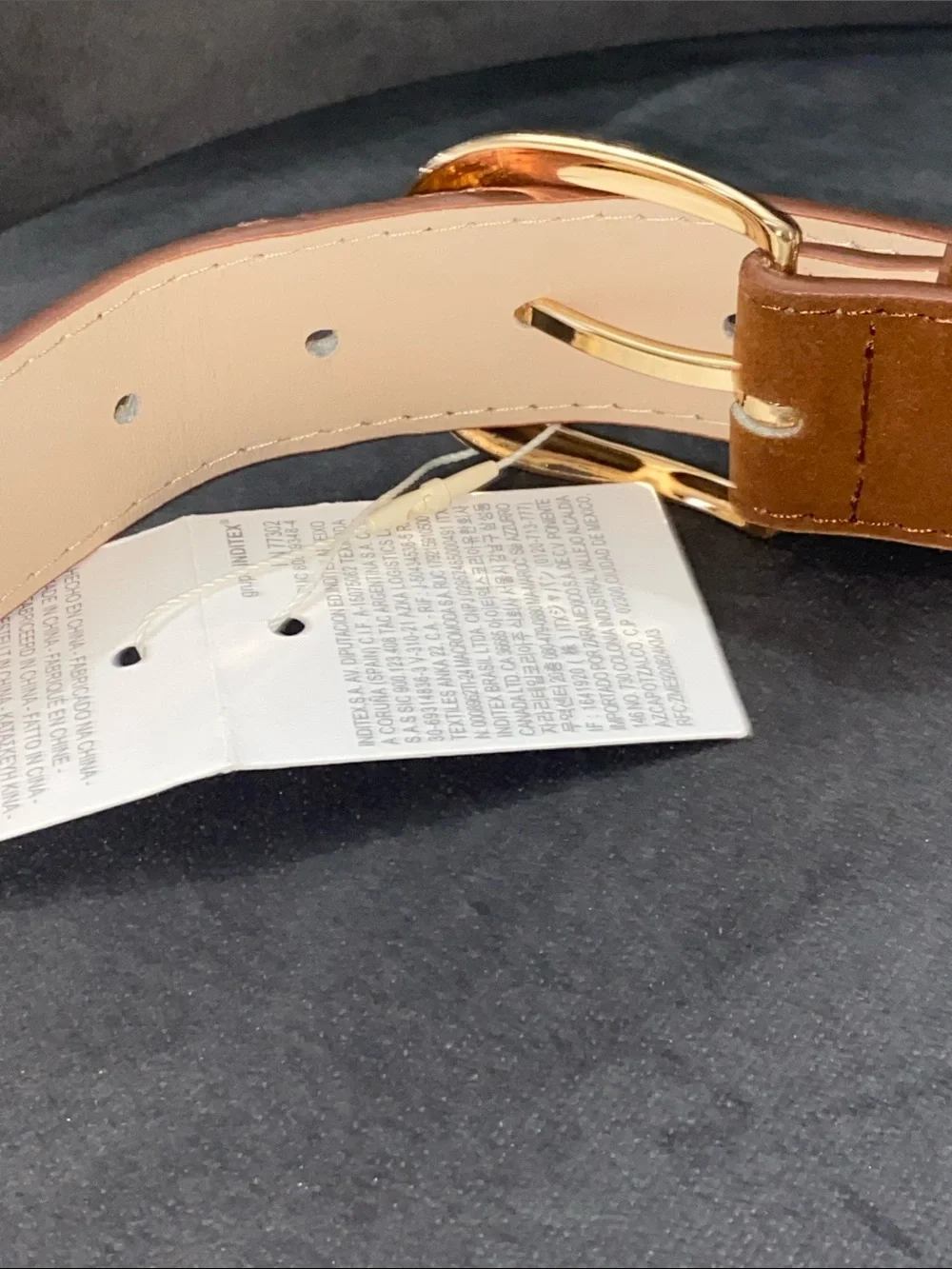 Zara Brown Faux Suede Belt Gold Rounded Buckle NWT M/L